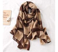 FBFGwomen bufanda hijabs de algodón estampado a cuadros bufandas para damas chales y abrigos pashmina estolas 180x90cm M20-2