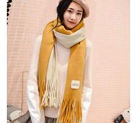 FBFGWomen Bufandas de Cachemira Sólidas Señora Invierno Espesar Cálido Suave Pashmina Chales Wraps Rosa Negro Mujer Tejido de Lana Bufanda Larga Patchworkyellow