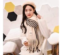 FBFGWomen Bufandas de Cachemira Sólidas Señora Invierno Espesar Cálido Suave Pashmina Chales Wraps Rosa Negro Mujer Tejido de Lana Bufanda Larga Stripecoffee