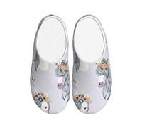 FBGHHTY Adorables pantuflas de casa con estampado de caballos para hombres y mujeres, versátiles y elegantes, suela TPR para interiores y exteriores