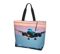FBGHHTY Airplane in The Evening Lights - Bolso bandolera de gran capacidad, elegante, ligero, de gran capacidad, para uso diario, viajes y trabajo