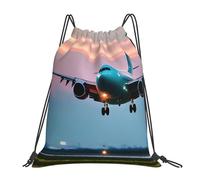 FBGHHTY Airplane In The Evening Lights - Mochila ligera y plegable con cordón, bolsa de gimnasio, viajes, yoga, actividades al aire libre