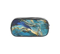 Fbghhty Azurite - Estuche transparente con estampado de mármol aceitado dorado y verde azulado para estudiantes, niños y niñas, suministros organizadores de papelería transparente