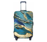 Fbghhty Azurite - Funda universal para maleta de viaje, elástica, lavable, diseño de mármol aceitado, color verde azulado y dorado, Black, S