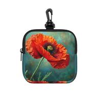 FBGHHTY Bolsa de almacenamiento cuadrada con estampado de amapolas, reutilizable, organizador de viaje, artículos de aseo para el hogar, oficina, regalo