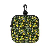 FBGHHTY Bolsa de almacenamiento cuadrada con estampado de limón y flores, reutilizable, organizador de viaje, artículos de aseo para el hogar y la oficina