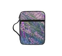 FBGHHTY Bolsa de almacenamiento de la Biblia suave con estampado de campo de lavanda morada, soporte impermeable para adoración, viajes, devocional