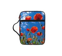 FBGHHTY Bolsa de almacenamiento suave para la Biblia con estampado de amapolas en cielo azul, resistente al agua, para adoración, viajes, devocional