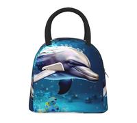 FBGHHTY Bolsa de almuerzo aislada con estampado de delfín animal 3D, a prueba de fugas, reutilizable, portátil, para trabajo, escuela, picnic, estudiantes