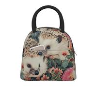 FBGHHTY Bolsa de almuerzo aislada con estampado de erizos florales, a prueba de fugas, reutilizable, portátil, para trabajo, escuela, picnic, estudiantes