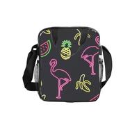 FBGHHTY Bolsa de almuerzo aislada transparente con estampado de piña, plátano y flamenco, contenedor de almacenamiento de alimentos, caja bento para picnic