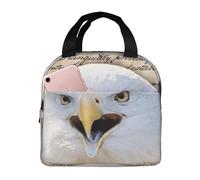 FBGHHTY Bolsa de almuerzo reutilizable con diseño de águila calva patriótica con bandera estadounidense, mantiene la comida caliente, pícnics escolares, adultos y niños