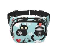 FBGHHTY Bolsa de cintura cuadrada de doble capa con estampado de gatos en blanco y negro, para hombres y mujeres