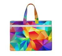 FBGHHTY Bolsa de lona con estampado geométrico de arcoíris de gran capacidad para libros, suministros de oficina, viajes, negocios, reuniones, archivos