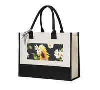 Fbghhty Bolsa de lona ecológica con estampado de girasoles y manzanilla, regalo para mujeres, gran capacidad, viajes, escuela, oficina