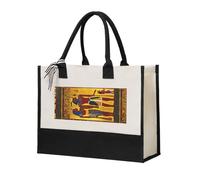 Fbghhty Bolsa de lona ecológica con impresión de la serie Ancient Egypt Tribe para mujeres, gran capacidad, viajes, escuela, oficina
