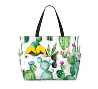 FBGHHTY Bolsa de viaje impermeable con estampado de flores de cactus, ligera, para vacaciones de verano, camping, actividades al aire libre
