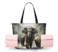 FBGHHTY Bolsa de yoga con estampado de elefantes asiáticos para mujer, con un solo hombro, para gimnasio, entrenamiento, viajes, playa, gran capacidad