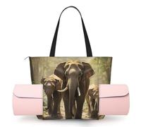 FBGHHTY Bolsa de yoga con estampado de elefantes asiáticos para mujer, con un solo hombro, para gimnasio, entrenamiento, viajes, playa, gran capacidad