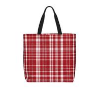FBGHHTY Bolsa ligera y cómoda con estampado a cuadros rojos y negros, reutilizable, ecológica, para viajes, playa, trabajo