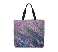 FBGHHTY Bolsa ligera y cómoda con estampado de campo de lavanda morada, reutilizable, ecológica, para viajes, playa, trabajo