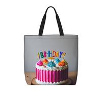 FBGHHTY Bolsa ligera y cómoda con estampado de pastel de feliz cumpleaños, reutilizable, ecológica, para viajes, playa, trabajo