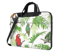 FBGHHTY Bolsas funcionales para laptop con estampado de loros y árboles tropicales, bonita y ligera, para varios portátiles, Black, 15.6 inch