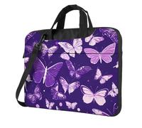 FBGHHTY Bolsas funcionales para laptop con estampado floral de mariposas moradas, bonitas y ligeras para varios portátiles, Black, 13 inch