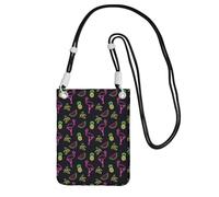 FBGHHTY Bolso cruzado elegante con estampado de piña, plátano, flamenco, para correr, senderismo, ciclismo, festivales, uso diario, Black, Talla única