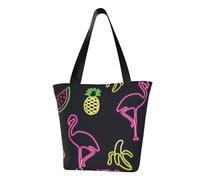 FBGHHTY Bolso de hombro ligero con estampado de piña, plátano y flamenco, para mujer, a la moda, casual, para ir de compras o viajes diarios