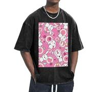 FBGHHTY Camiseta con estampado de animales de dibujos animados, propiedades que absorben la humedad, mantienen el movimiento fácil, relajada, ligera, Negro, S