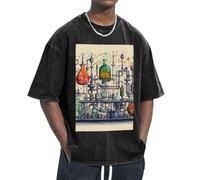 FBGHHTY Camiseta con estampado de química, propiedades que absorben la humedad, mantienen el movimiento fácil, relajada, ligera, Negro, M