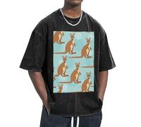 FBGHHTY Camiseta divertida con estampado de zoológico de canguro, propiedades que absorben la humedad, mantiene el movimiento fácil, relajada, ligera, Negro, XL