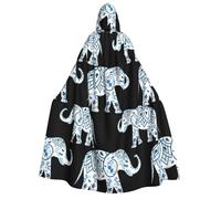 FBGHHTY Capa con capucha con estampado de elefante azul y negro para adultos, capa temática de carnaval, disfraz de cosplay, baile de máscaras, boda