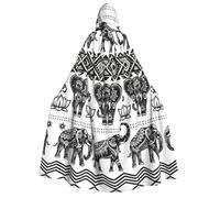 FBGHHTY Capa con capucha con estampado de elefante bohemio para adultos, capa temática de carnaval, cosplay, mascarada, boda