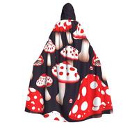 FBGHHTY Capa con capucha de Halloween con estampado de setas rojas y blancas para adultos, unisex, para carnaval, cosplay
