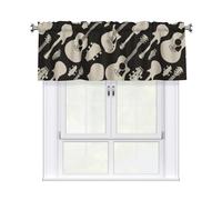 FBGHHTY Cortina con estampado de guitarra de 54 x 18 pulgadas, elegante tratamiento de ventana para cocina y baño con bolsillo para barra