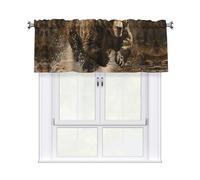 FBGHHTY Cortina con estampado de oso de correr de 137 x 45 cm, elegante tratamiento de ventana para cocina y baño con bolsillo para barra