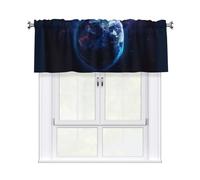 FBGHHTY Cortina con estampado de planeta universo de 137 x 45 cm, elegante tratamiento de ventana para cocina y baño con bolsillo para barra