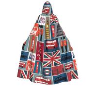 Fbghhty Disfraz medieval con capucha y estampado de símbolos de Inglaterra, disfraz de Halloween, para hombres y mujeres, carnaval, fiestas de cosplay