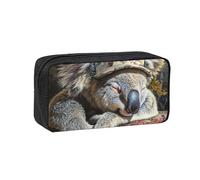 Fbghhty Durmiendo Koala Cap Print Estuche para bolígrafos de gran capacidad, ligero, organizador de papelería, oficina, uso diario