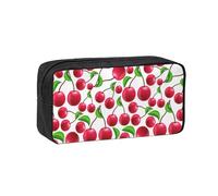 Fbghhty Estuche organizador de papelería ligero con estampado de cerezas rojas de gran capacidad, para oficina y uso diario