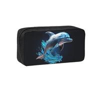 Fbghhty Estuche organizador de papelería ligero con estampado de delfines 3D de gran capacidad, para oficina, uso diario