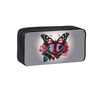 Fbghhty Estuche organizador ligero de gran capacidad con estampado de rosas y mariposas, para oficina, uso diario