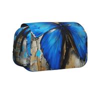 FBGHHTY Estuche para bolígrafos con estampado de mariposa azul, bonito estuche con cremallera, organizador de maquillaje, papelería, viajes, oficina