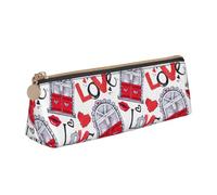 FBGHHTY Estuche para lápices con diseño de corazón rojo con labios y amor, gran capacidad, triangular, para uso diario, escuela, universidad