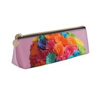 FBGHHTY Estuche para lápices con estampado de pastel de flores y arcoíris de gran capacidad, bolsa triangular para uso diario, escuela, universidad