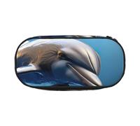 FBGHHTY Estuche para lápices de gran capacidad con estampado de delfín 3D de animales, para escuela, estudiantes, adolescentes, viajeros, uso diario