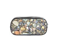 Fbghhty Estuche transparente con estampado de piedras de guijarros para estudiantes, niños y niñas, organizador de artículos de papelería transparente