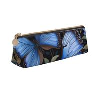 FBGHHTY Estuche triangular con estampado de mariposas azules para estudiantes, gran capacidad, para uso diario, escuela, universidad